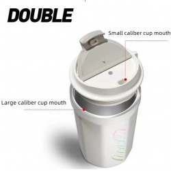 Eco-friendly Double Walled Stainless Steel Mug With PP Lid and Hand Rope