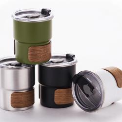 STAINLESS STEEL TUMBLER WITH WOODEN HOLDER