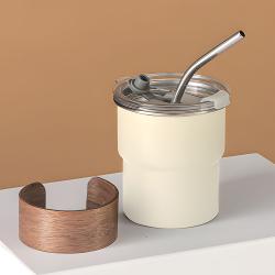 STAINLESS STEEL TUMBLER WITH WOODEN HOLDER