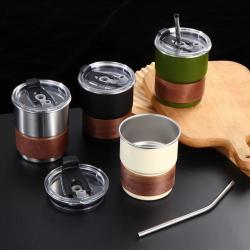 STAINLESS STEEL TUMBLER WITH WOODEN HOLDER