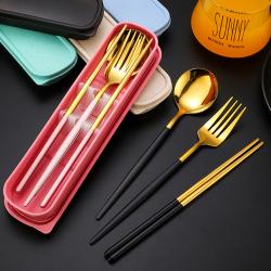 Korean Style Reusable Gold Cutlery Set