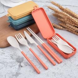 Wheat Straw Portable Folding Tableware