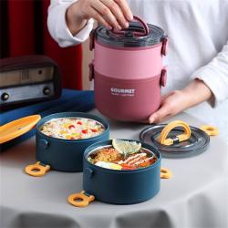 Retro Portable Bento Thermal Insulated 2/3/4 Tier