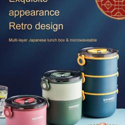 Retro Portable Bento Thermal Insulated 2/3/4 Tier