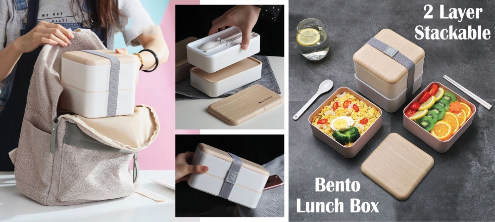 Bento Lunch Box, 2 Layer Stackable Meal Prep Container Japanese